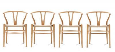 CH24 Wishbone Chair / Y-Chair Oak oiled 4-er Set Carl Hansen